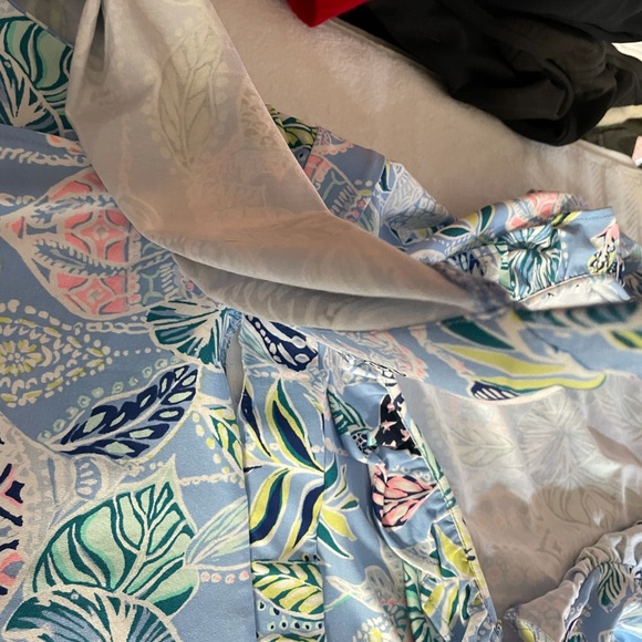 LILLY PULITZER Jessalynne Wrap Romper Blue Peri Lapis Lanterns - Picture 16 of 16